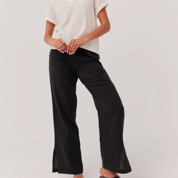 Pact Pants - Pact 100% Organic Cotton Split Wide Leg Flat Front Coastal Daily Pants
